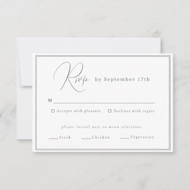 Minimalistische Hochzeitskarte RSVP Karte (Vorderseite)