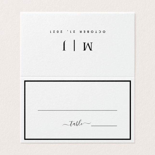 Minimalistische Hochzeitskarte Schwarz/Weiß (Außenseite Aufgefaltet)