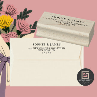 Minimalistische Hochzeitskautschuk-Rücksendeadress Gummistempel