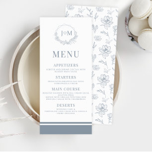 Minimalistische Hochzeitsmenükarten von Dusty Blue