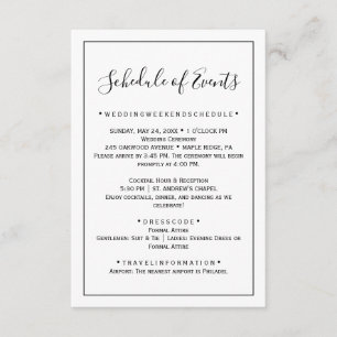 Minimalistische Hochzeitsplan-Karte Begleitkarte