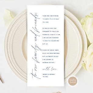 Minimalistische Hochzeitsplatteinstellung Dankesch Programm