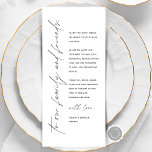 Minimalistische Hochzeitsplatteinstellung Dankesch Programm<br><div class="desc">Dies ist die moderne bearbeitbare Karte, in minimalistischem Skriptdesign, Schwarz-Weiß-Thema, Place Setting Dankeschön Karten. Teilen Sie die Liebe und zeigen Sie Ihre Wertschätzung für Ihre Gäste, wenn sie sich an ihren Sitz setzen und lesen Sie diese personalisierte charmante Dankeschön setzen Karte. Es ist eine wunderbare Art, Ihre Feier zu starten!...</div>