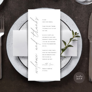 Minimalistische Hochzeitsplatteinstellung Dankesch Programm