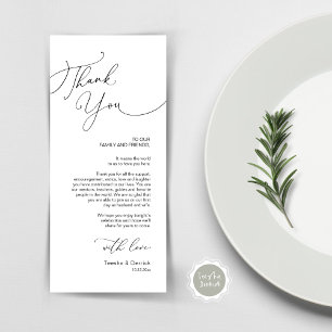 Minimalistische Hochzeitsplatteinstellung Dankesch Programm