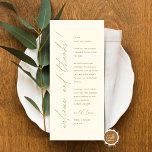 Minimalistische Hochzeitsplatteinstellung Dankesch Programm<br><div class="desc">Dies ist die moderne bearbeitbare Karte, in minimalistischem Skriptdesign, klassisches Gold Thema, Place Setting Dankeschön Karten (willkommen und danke). Teilen Sie die Liebe und zeigen Sie Ihre Wertschätzung für Ihre Gäste, wenn sie sich an ihren Sitz setzen und lesen Sie diese personalisierte charmante Dankeschön setzen Karte. Es ist eine wunderbare...</div>