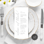 Minimalistische Hochzeitsplatteinstellung Dankesch Programm<br><div class="desc">Dies ist die moderne bearbeitbare Karte, in minimalistischem Skriptdesign, dunkelgrau Thema, Place Setting Dankeschön Karten (willkommen und danke). Teilen Sie die Liebe und zeigen Sie Ihre Wertschätzung für Ihre Gäste, wenn sie sich an ihren Sitz setzen und lesen Sie diese personalisierte charmante Dankeschön setzen Karte. Es ist eine wunderbare Art,...</div>