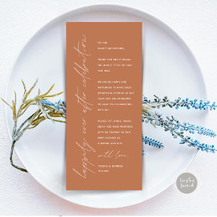 Minimalistische Hochzeitsplatteinstellung Dankesch Programm