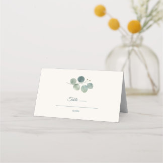 Minimalistische Hochzeitsplatzkarte mit Salbei-Euk Platzkarte