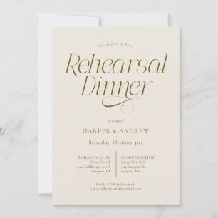 Minimalistische Hochzeitsprobe Dinner Beige Einladung