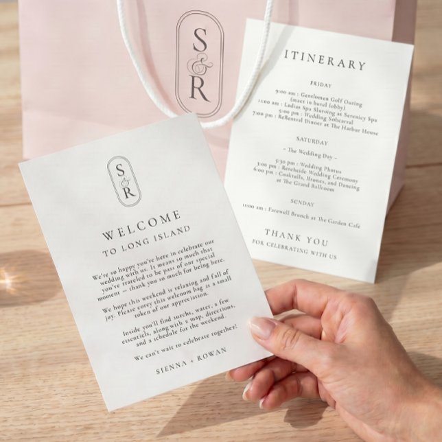 Minimalistische Hochzeitsprogrammkarte mit Monogra Dankeskarte (Von Creator hochgeladen)