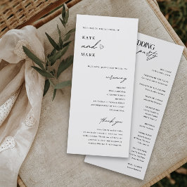 Minimalistische Hochzeitsprogrammkarte Programm