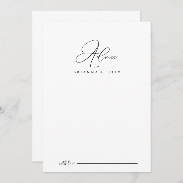 Minimalistische Hochzeitsratenkarte Hinweiskarte (Vorne/Hinten)