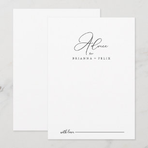 Minimalistische Hochzeitsratenkarte Hinweiskarte