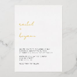 Minimalistische Hochzeitsschrift Moderne, einfache Folieneinladung