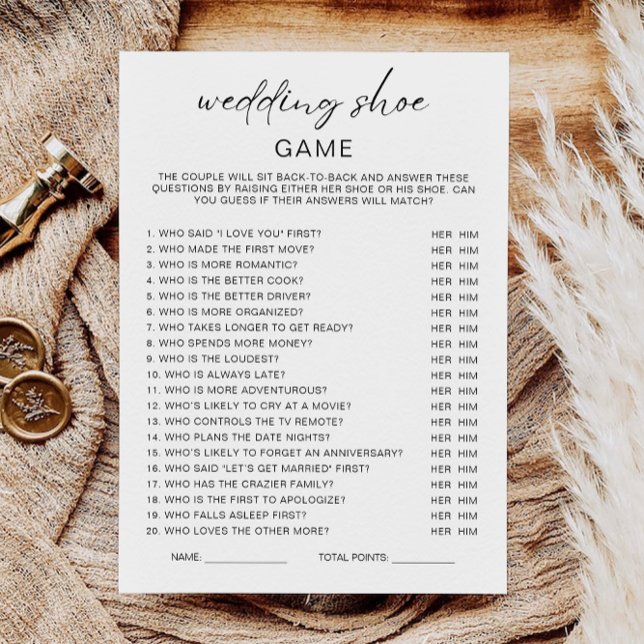 Minimalistische Hochzeitsschuhpaare Duschspiel Einladung (Minimalist Wedding Shoe Couples Shower Game Invitation)