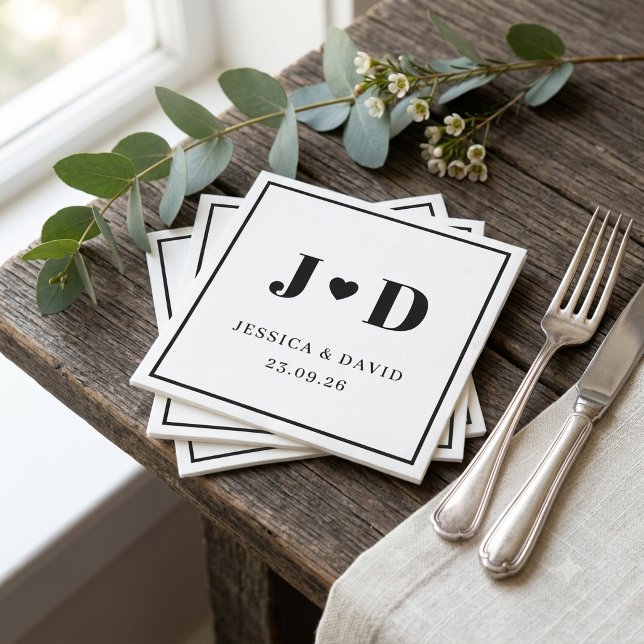 Minimalistische Hochzeitsservietten mit Monogramm  Serviette (Von Creator hochgeladen)