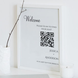 Minimalistische Hochzeitsstift Qr Code-Zeichen Poster