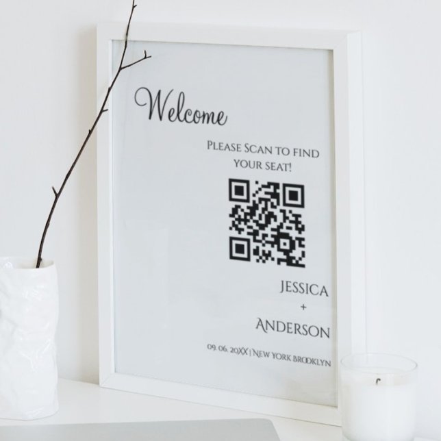 Minimalistische Hochzeitsstift Qr Code-Zeichen Poster (Von Creator hochgeladen)