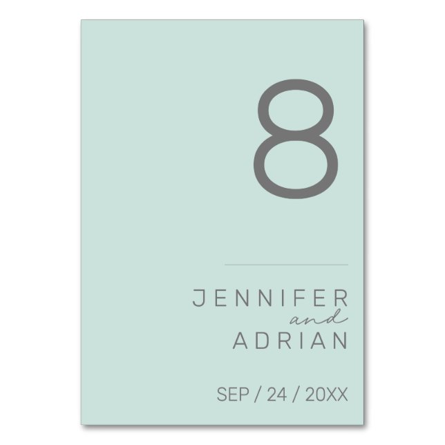 Minimalistische Hochzeitsstimmung - Tischnummer an (Vorderseite)