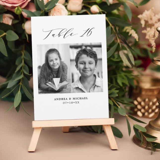 Minimalistische Hochzeitstabelle 16 Zahlen und Bil Ankündigung (Von Creator hochgeladen)