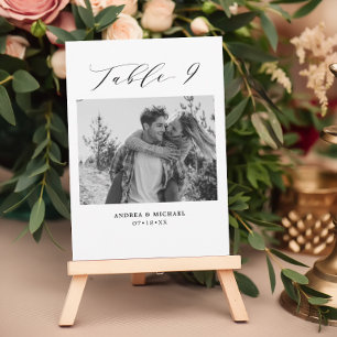 Minimalistische Hochzeitstabelle 9 Nummer & Bildka Ankündigung