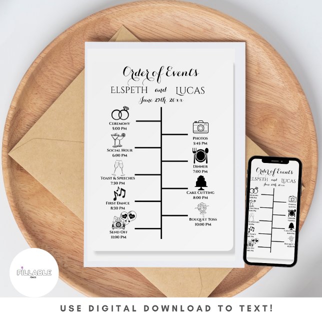 Minimalistische Hochzeitstichtagsbeilage | Benutze Einladung (Von Creator hochgeladen)