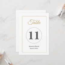 Minimalistische Hochzeitstisch-Nummernkarte mit go
