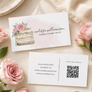 Minimalistische Hochzeitstorte mit QR-Code Visitenkarte
