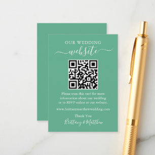 Minimalistische Hochzeitwebsite QR Neo Mint Green Begleitkarte
