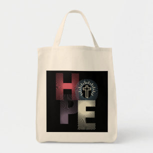 Minimalistische Hoffnung und Kreuz Tragetasche