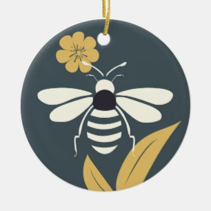 Minimalistische Holzschnitt Bienendekoration Keramik Ornament