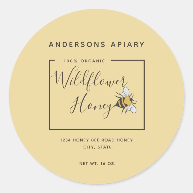 Minimalistische Honigweinklasse Runder Aufkleber (Vorderseite)