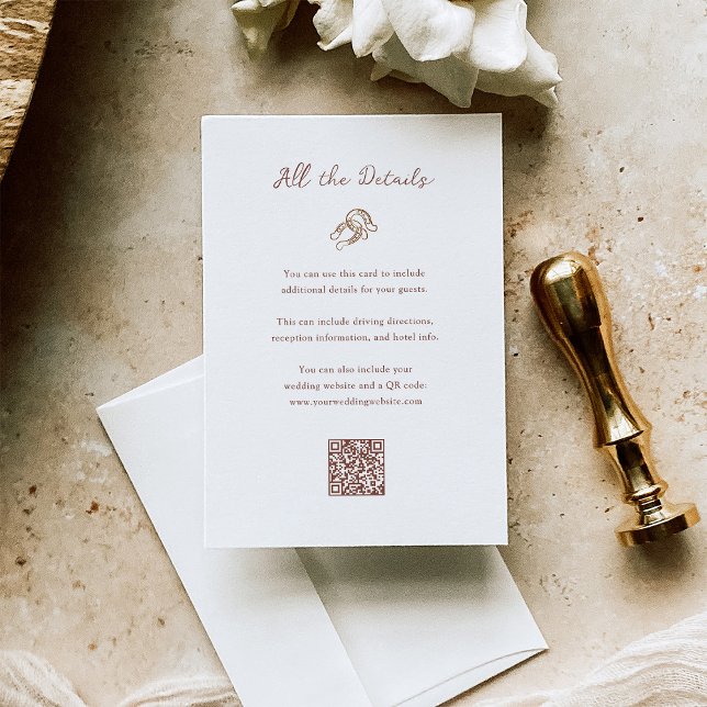 Minimalistische Horseshoe Wedding Guest Details QR Begleitkarte (Von Creator hochgeladen)