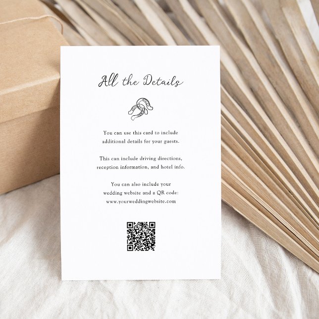 Minimalistische Horseshoe Wedding Guest Details QR Begleitkarte (Von Creator hochgeladen)