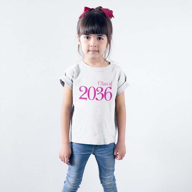 Minimalistische Hot-Pink-Schule T-Shirt (Hot Pink Typography - White Tee)