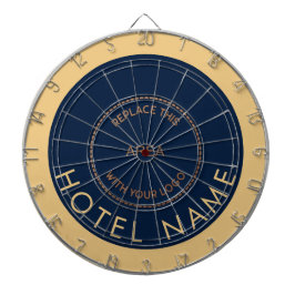 Minimalistische Hotelname Logo Navy Gold Dartscheibe