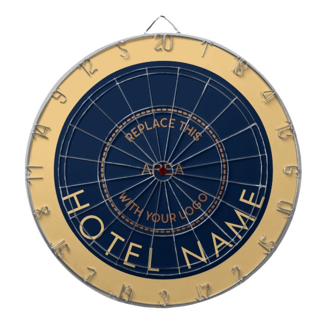 Minimalistische Hotelname Logo Navy Gold Dartscheibe (vorne)