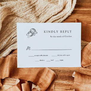 Minimalistische Hufeisenhochzeit Wahl des Essens RSVP Karte