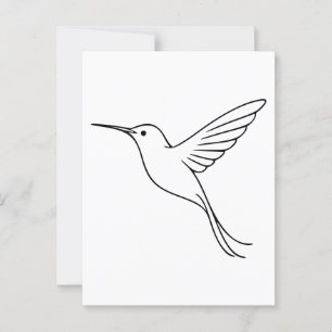 Minimalistische Hummingbird Line Kunst im Flug Postkarte