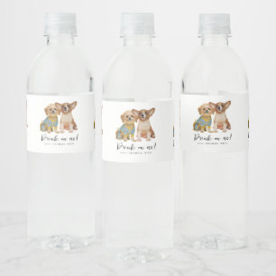 Minimalistische Hund-Hochzeitsfotos Wasserflaschenetikett