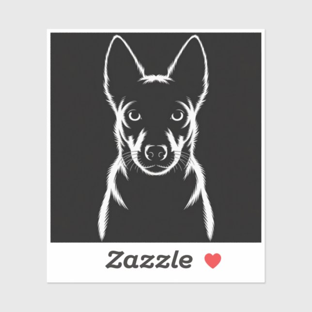 Minimalistische Hunde-Silhouette auf schwarz Aufkleber (Blatt)