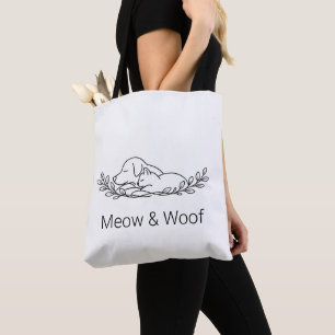 Minimalistische Hunde- und Katzen-Linienkunst-Tasc