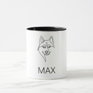 Minimalistische Husky-Gesichtslinienkunst Benut Tasse