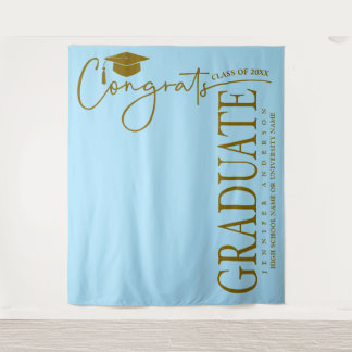 Minimalistische Ice Blue & Gold Glückwunsch Gradua Wandteppich