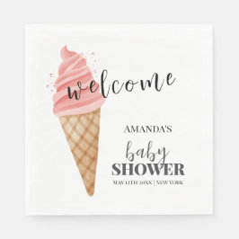 Minimalistische Ice Cream Scoop Baby Dusche Willko Serviette