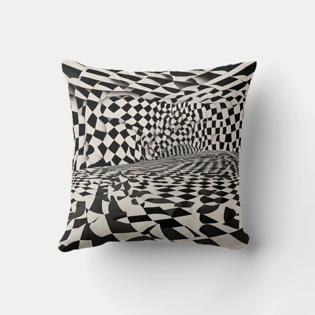 Minimalistische Illusion: Muster des Prüfbretts ve Kissen (Rückseite)