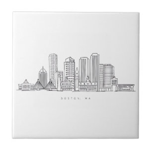Minimalistische Illustration der Skyline von Bosto Fliese