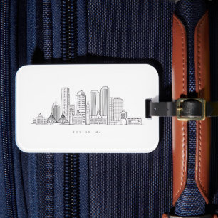 Minimalistische Illustration der Skyline von Bosto Gepäckanhänger
