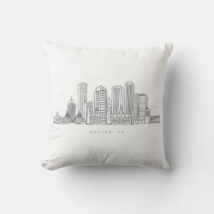 Minimalistische Illustration der Skyline von Bosto Kissen